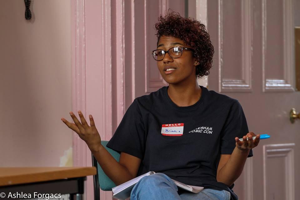 Rhyana hosting an LGBTQ+ Representation in Comics Panel in Melksham, England